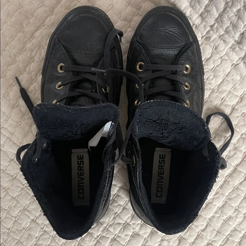 Black leather Converse High-top Women’s 8 - Picture 3 of 8